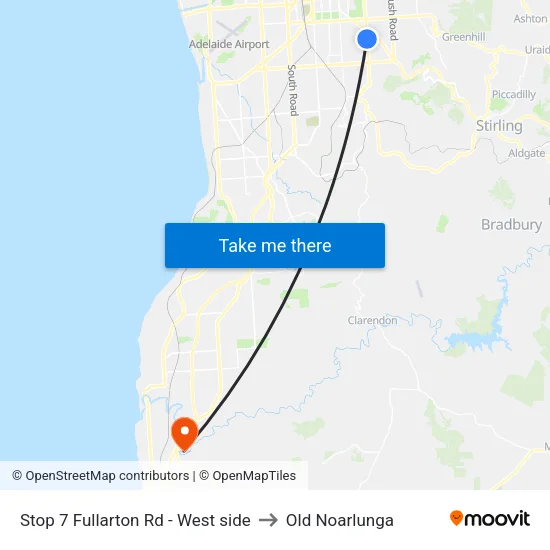Stop 7 Fullarton Rd - West side to Old Noarlunga map