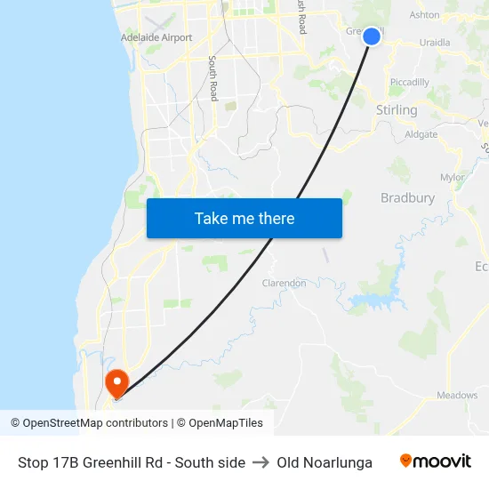 Stop 17B Greenhill Rd - South side to Old Noarlunga map