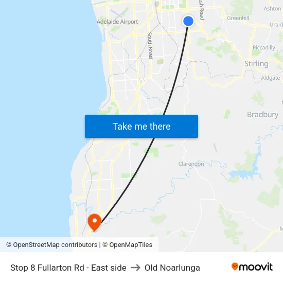 Stop 8 Fullarton Rd - East side to Old Noarlunga map