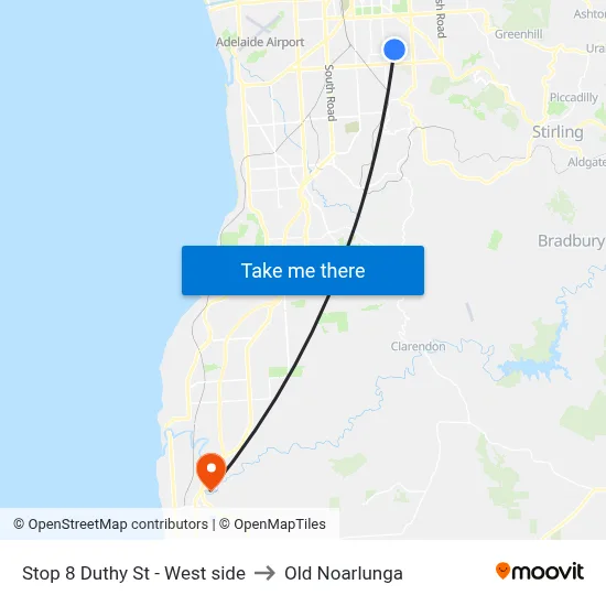 Stop 8 Duthy St - West side to Old Noarlunga map