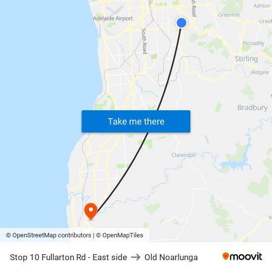 Stop 10 Fullarton Rd - East side to Old Noarlunga map