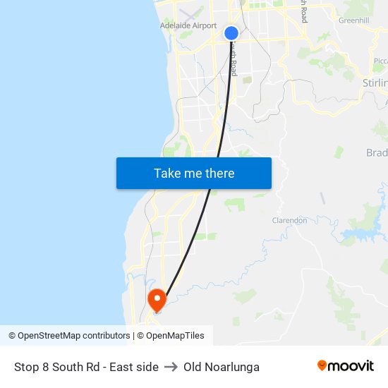 Stop 8 South Rd - East side to Old Noarlunga map