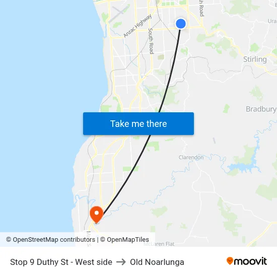 Stop 9 Duthy St - West side to Old Noarlunga map