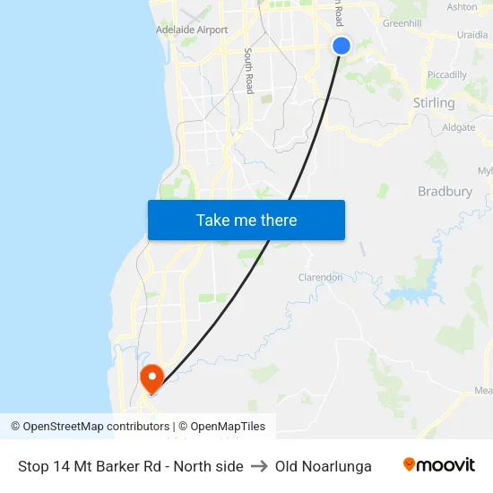 Stop 14 Mt Barker Rd - North side to Old Noarlunga map