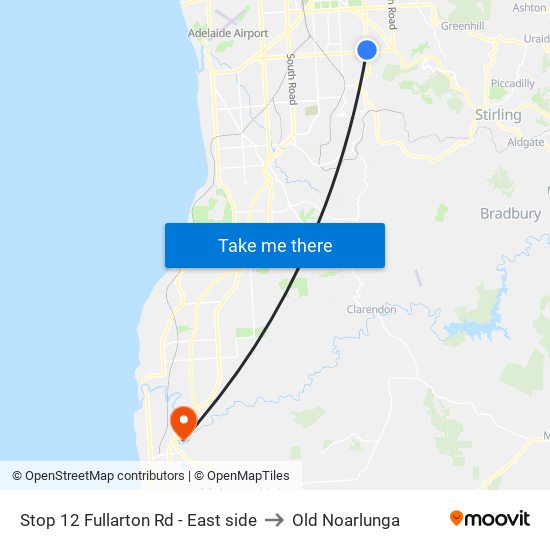 Stop 12 Fullarton Rd - East side to Old Noarlunga map