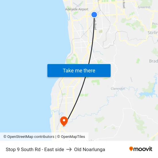 Stop 9 South Rd - East side to Old Noarlunga map