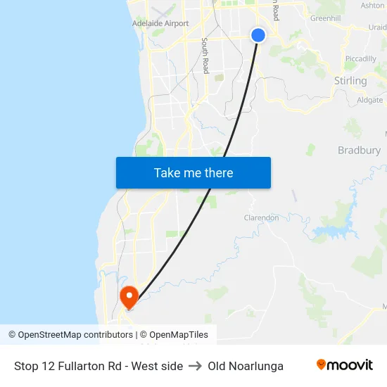 Stop 12 Fullarton Rd - West side to Old Noarlunga map