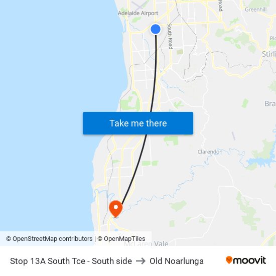 Stop 13A South Tce - South side to Old Noarlunga map