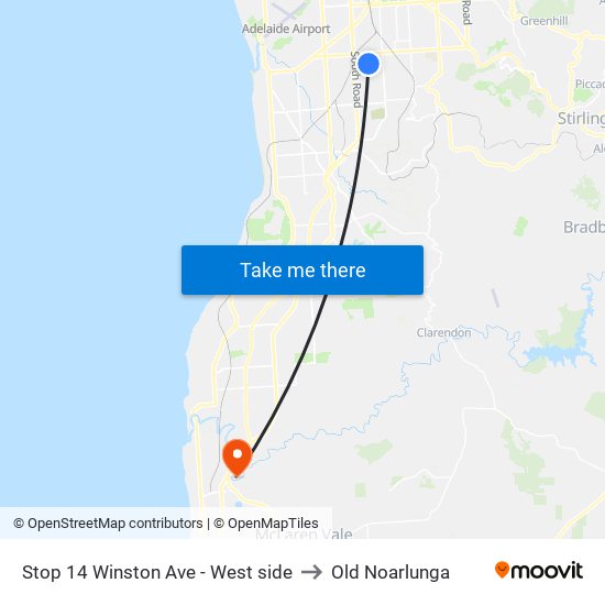 Stop 14 Winston Ave - West side to Old Noarlunga map