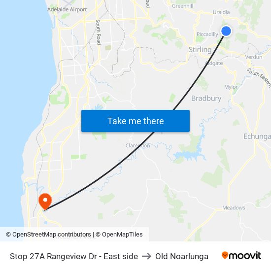 Stop 27A Rangeview Dr - East side to Old Noarlunga map