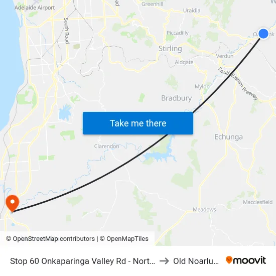 Stop 60 Onkaparinga Valley Rd - North side to Old Noarlunga map
