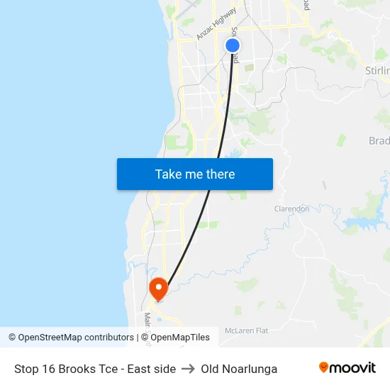 Stop 16 Brooks Tce - East side to Old Noarlunga map