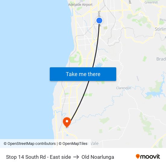 Stop 14 South Rd - East side to Old Noarlunga map