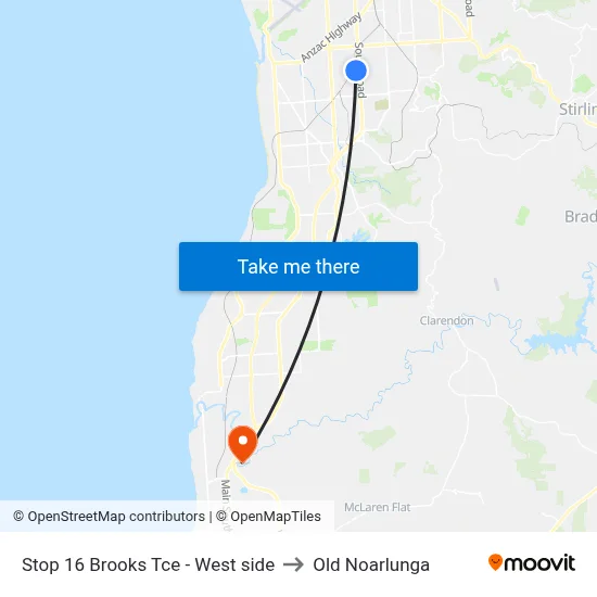 Stop 16 Brooks Tce - West side to Old Noarlunga map