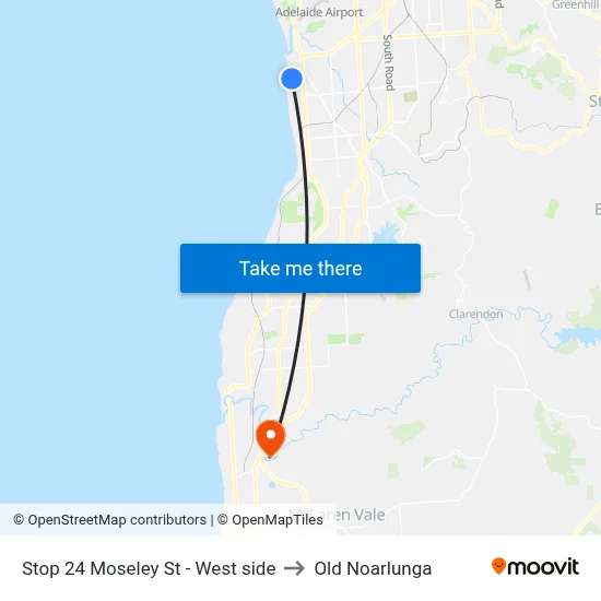 Stop 24 Moseley St - West side to Old Noarlunga map