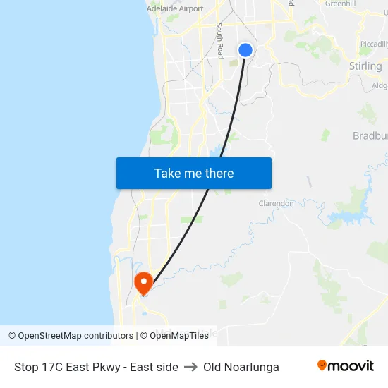 Stop 17C East Pkwy - East side to Old Noarlunga map