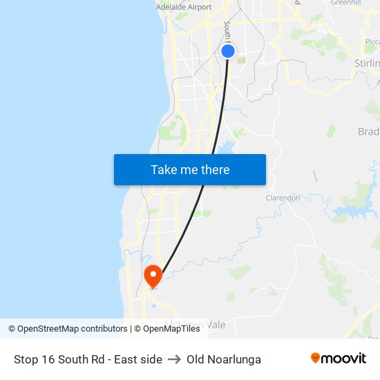 Stop 16 South Rd - East side to Old Noarlunga map