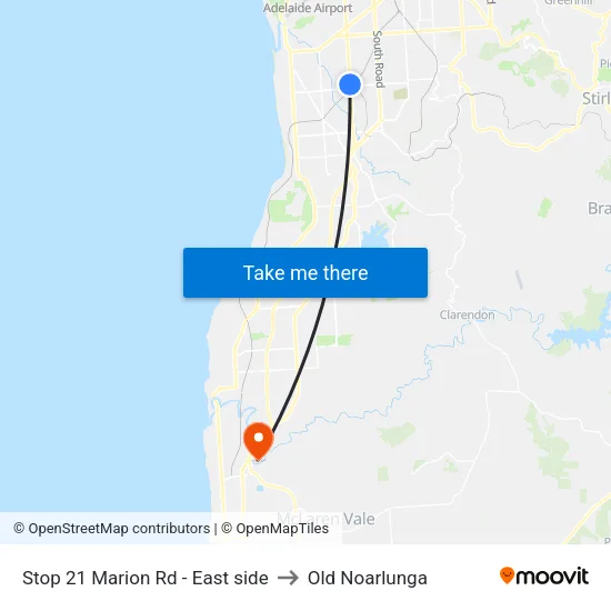 Stop 21 Marion Rd - East side to Old Noarlunga map