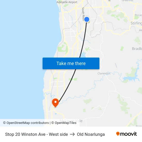 Stop 20 Winston Ave - West side to Old Noarlunga map
