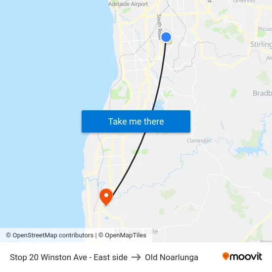 Stop 20 Winston Ave - East side to Old Noarlunga map
