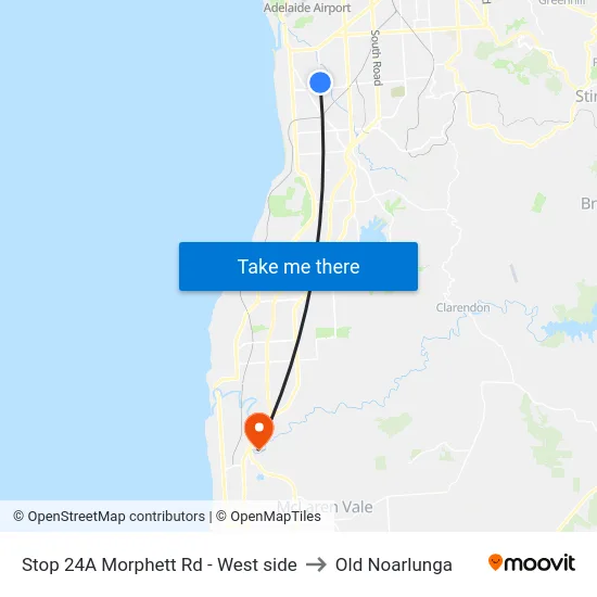 Stop 24A Morphett Rd - West side to Old Noarlunga map
