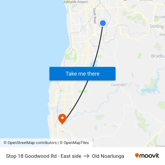 Stop 18 Goodwood Rd - East side to Old Noarlunga map