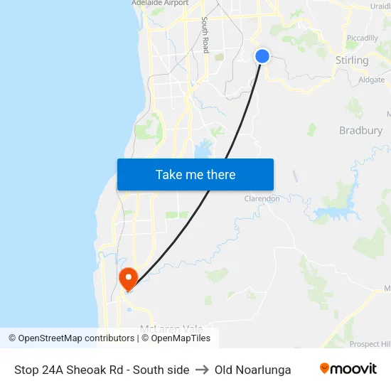 Stop 24A Sheoak Rd - South side to Old Noarlunga map