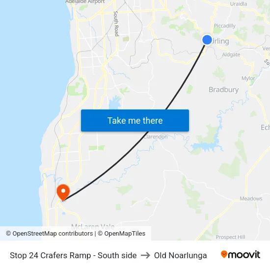Stop 24 Crafers Ramp - South side to Old Noarlunga map