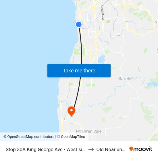 Stop 30A King George Ave - West side to Old Noarlunga map