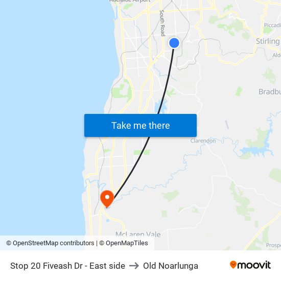 Stop 20 Fiveash Dr - East side to Old Noarlunga map