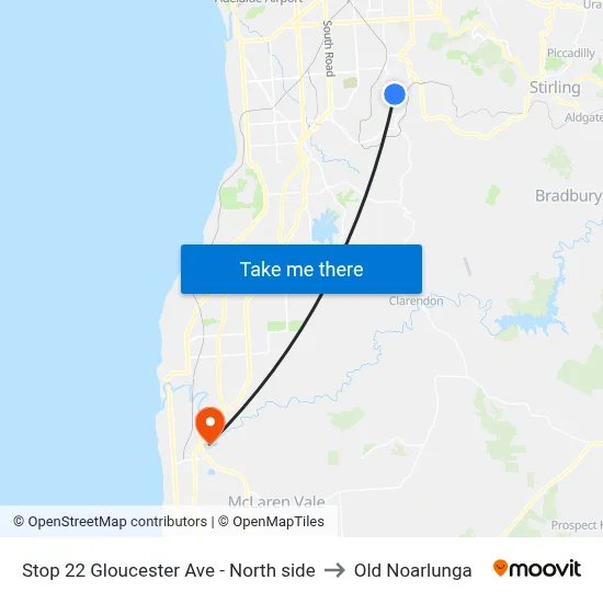 Stop 22 Gloucester Ave - North side to Old Noarlunga map