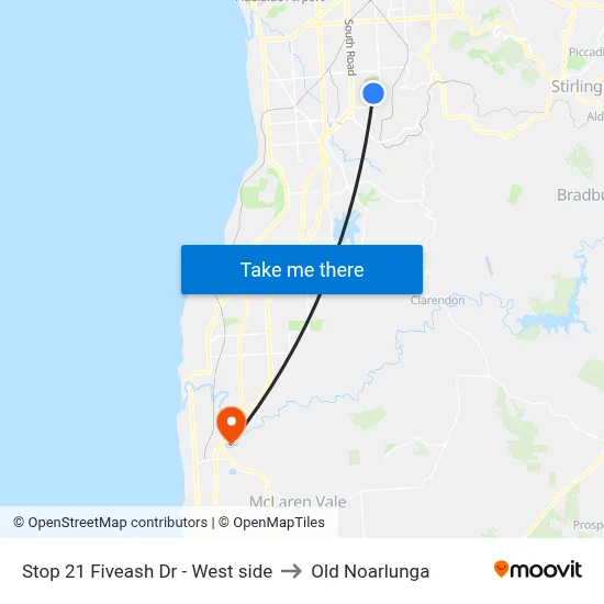 Stop 21 Fiveash Dr - West side to Old Noarlunga map