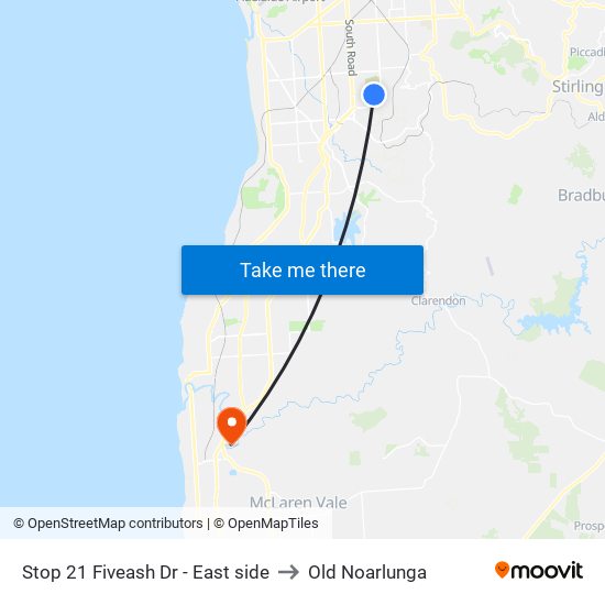 Stop 21 Fiveash Dr - East side to Old Noarlunga map