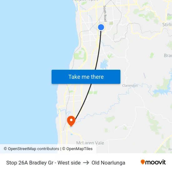 Stop 26A Bradley Gr - West side to Old Noarlunga map