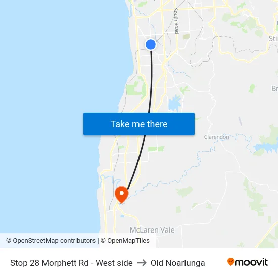 Stop 28 Morphett Rd - West side to Old Noarlunga map