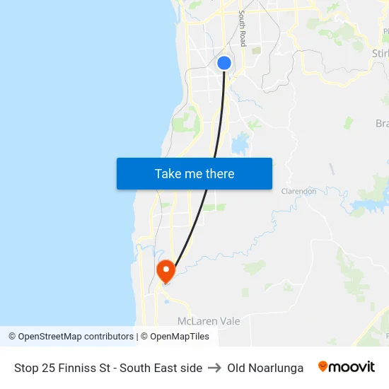 Stop 25 Finniss St - South East side to Old Noarlunga map