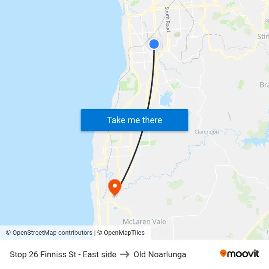 Stop 26 Finniss St - East side to Old Noarlunga map