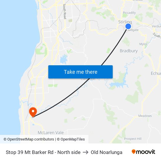 Stop 39 Mt Barker Rd - North side to Old Noarlunga map