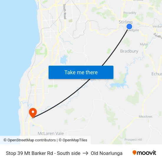 Stop 39 Mt Barker Rd - South side to Old Noarlunga map