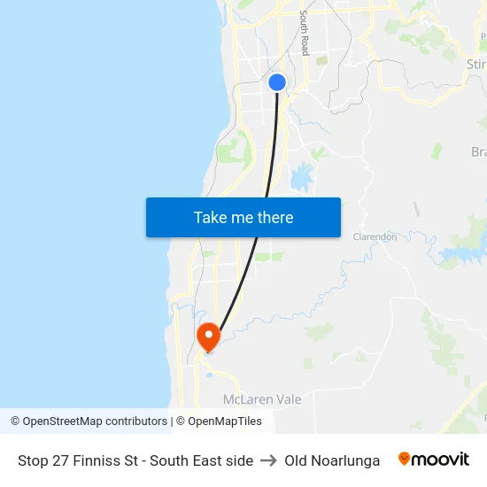 Stop 27 Finniss St - South East side to Old Noarlunga map