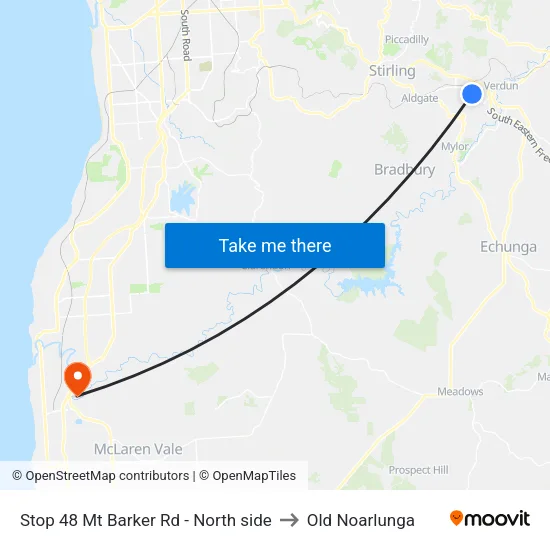Stop 48 Mt Barker Rd - North side to Old Noarlunga map