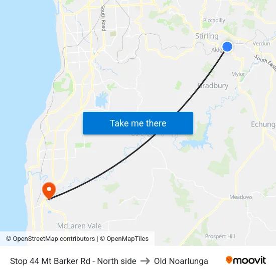 Stop 44 Mt Barker Rd - North side to Old Noarlunga map