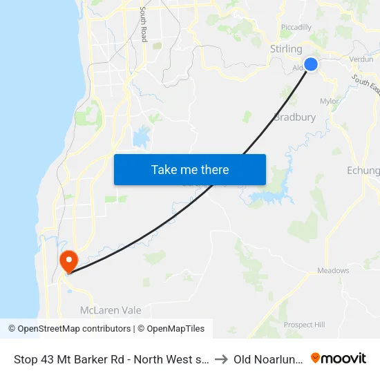 Stop 43 Mt Barker Rd - North West side to Old Noarlunga map