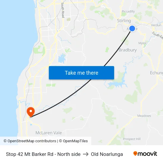 Stop 42 Mt Barker Rd - North side to Old Noarlunga map