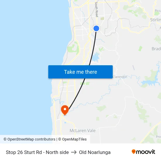 Stop 26 Sturt Rd - North side to Old Noarlunga map
