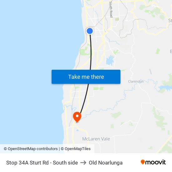 Stop 34A Sturt Rd - South side to Old Noarlunga map