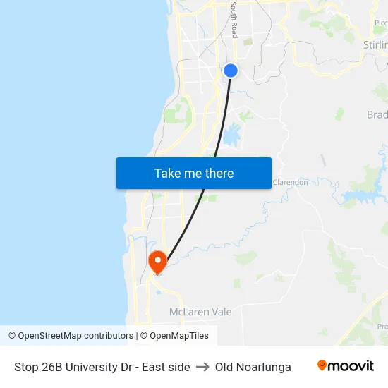 Stop 26B University Dr - East side to Old Noarlunga map