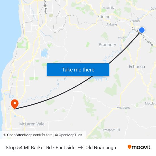 Stop 54 Mt Barker Rd - East side to Old Noarlunga map