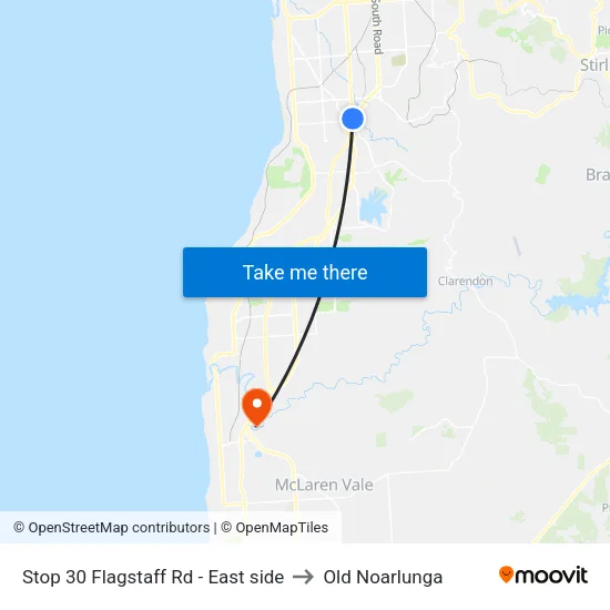 Stop 30 Flagstaff Rd - East side to Old Noarlunga map