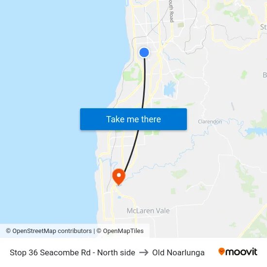 Stop 36 Seacombe Rd - North side to Old Noarlunga map